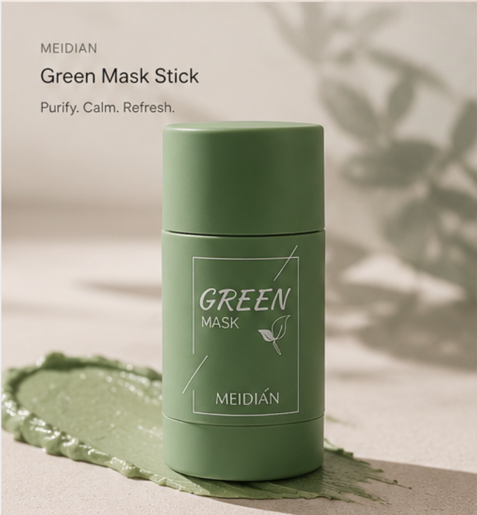 Green Tea Solid Cleansing Mask Acne Blemish Treatment Cream Blackhead Removal Natural Plant Formula Mild Skincare Solution