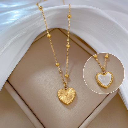 Heart-Shape Love Necklace for Valentines Day Temperamental Personality Minimalist Stove Real Gold Necklace Female